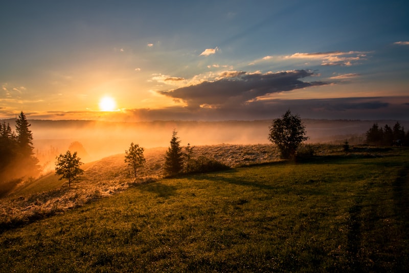 A wide landscape with the horizon placed low in the frame under an open sky.